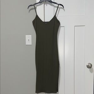 Windsor Olive Midi Bodycon Slip Dress